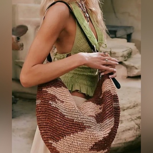 Free People NWT Santorini Straw Shoulder bag - Picture 3 of 6